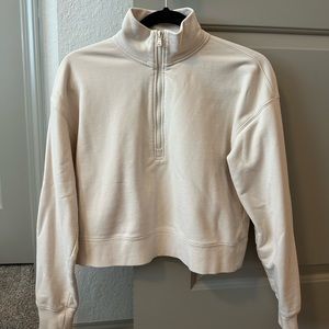 Fabletics Cream Cropped Athletic Quarter Zip, Size Small